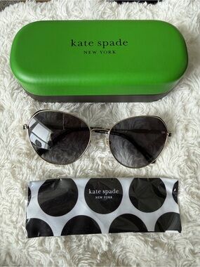 kate spade Gold Metal Frame Sunglasses with Black Lenses